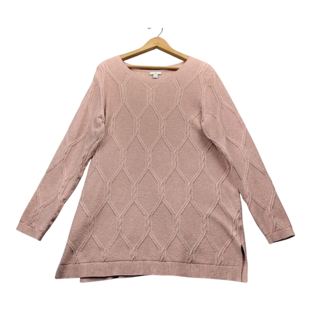 J Jill Womens Sweater Size Medium Crew Neck Cabled Tunic
